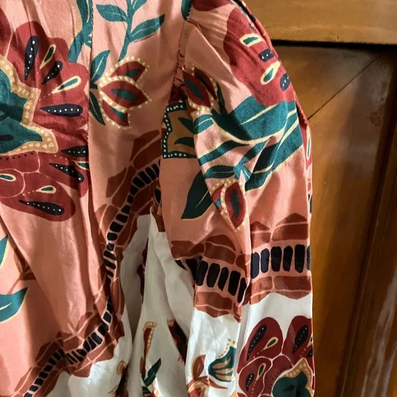 Farm Rio Floral long sleeve mini dress with Belt Sz M NWOT - Picture 4 of 5